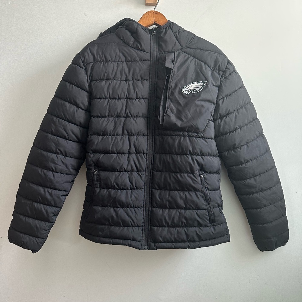 Philadelphia Eagles NFL Team Apparel Black Puffer Jacket Size Small